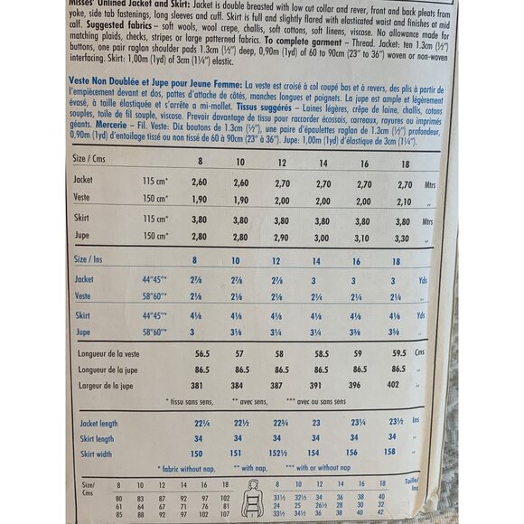 Style Misses Jacket Skirt Sewing Pattern sz 8-12 1659 - uncut - Picture 6 of 10